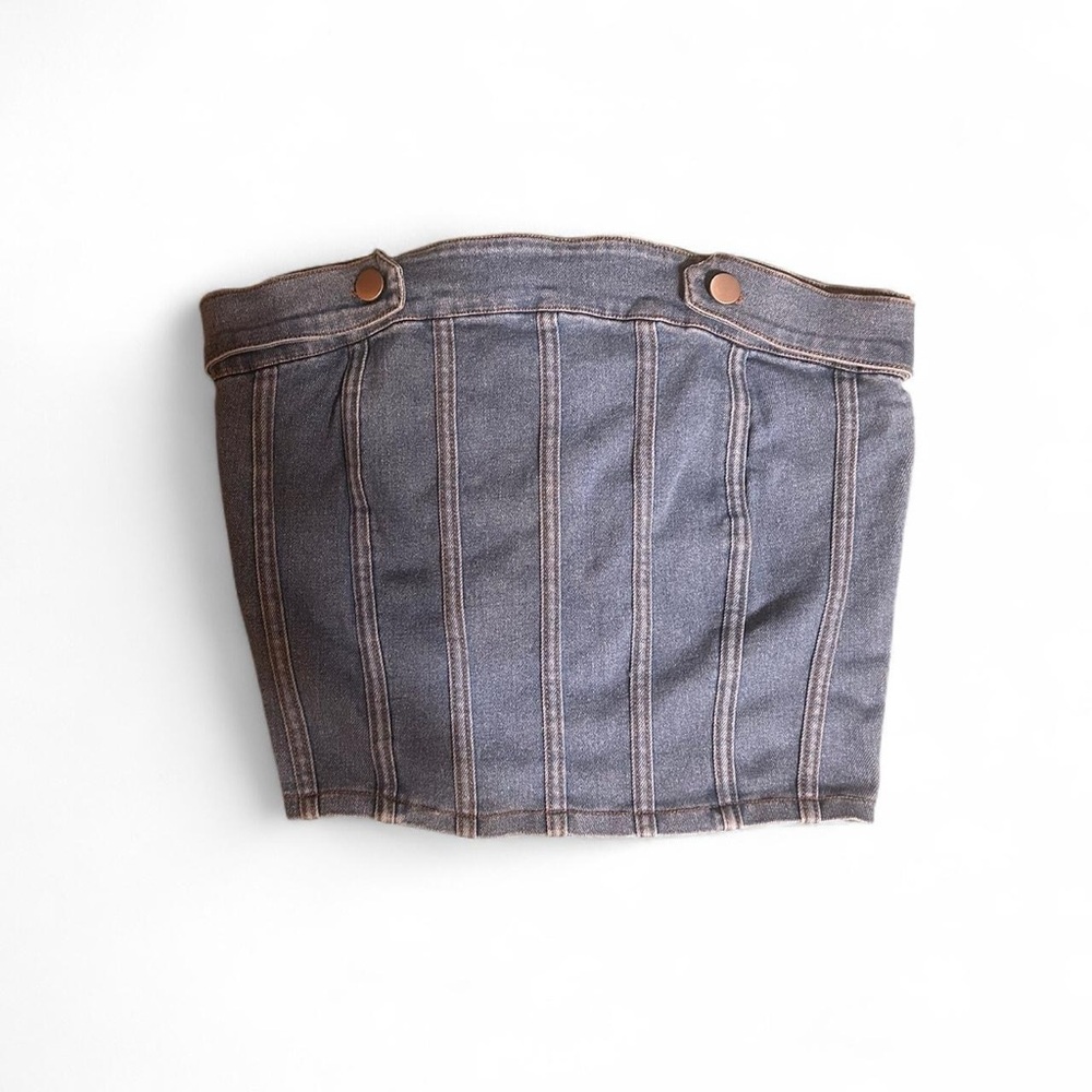 Boutique Denim Corset Style Crop Top